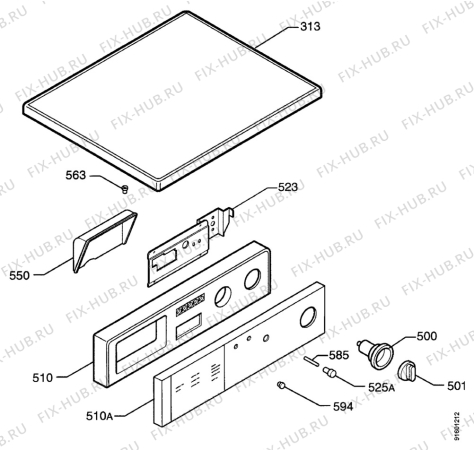 Взрыв-схема комплектующей Zanussi TD06TX - Схема узла Command panel 037